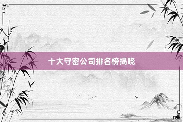 十大守密公司排名榜揭晓