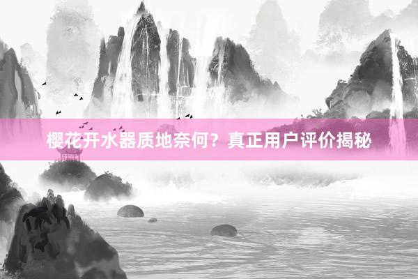 樱花开水器质地奈何？真正用户评价揭秘