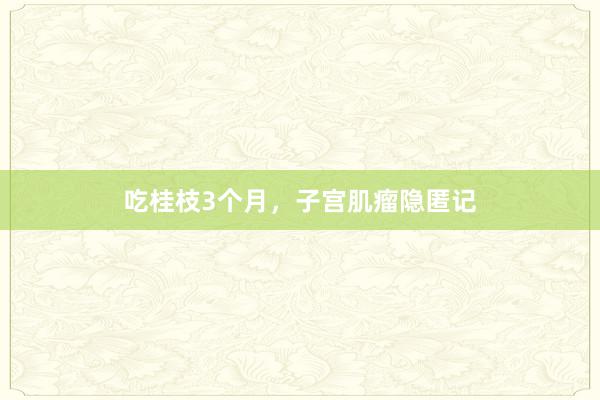 吃桂枝3个月，子宫肌瘤隐匿记